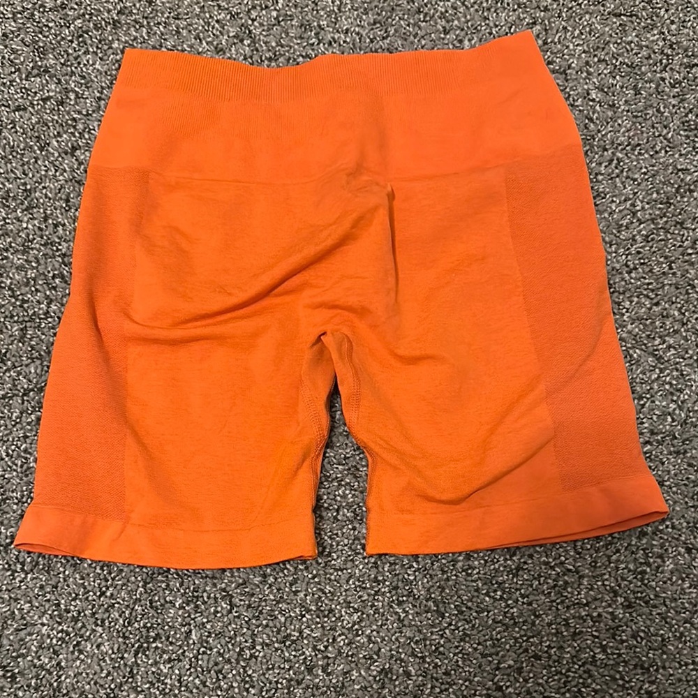 Vibrant Orange Bike Shorts with Elastic Waistband